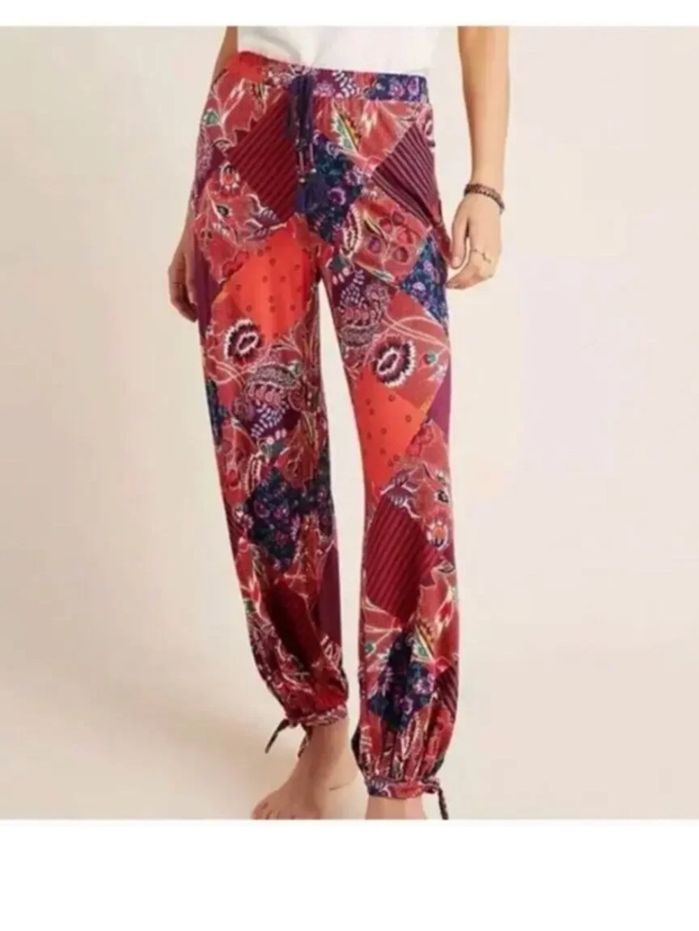 Anthropologie Maelynn Patchwork Print Harem Joggers